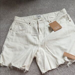 Nwt Reformation Cream Denim Cutoff Shorts